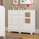 Ver imagem 1 de Cômoda Infantil Uli 4 Gavetas 1 Porta Branco - Peroba