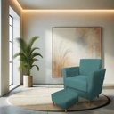 Ver imagem 2 de Poltrona de Amamentação com Puff Flavia Suede Azul Turquesa - Pallazio