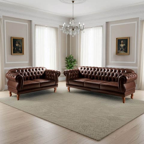 Sofá 2 e 3 Lugares Duquesa Decoração Sala Recepção Retrô