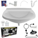 Ver imagem 1 de Pia Lavatório Banheiro 8l + Kit para Banheiro Redondo + Torneira Branca + Sifão Universal Sanfonado