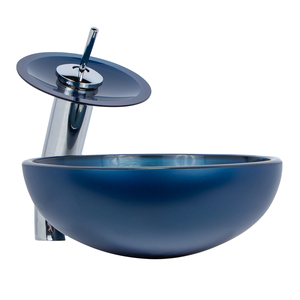 Kit Cuba 30cm + Torneira Cascata e Válvula - Azul