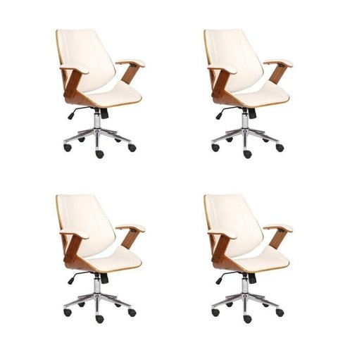 Kit 4 Cadeiras Escritório Diretor Corino e Madeira Bergen 3331 Branco