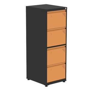 Armário de Arquivo Oficio 4 Gavetas Pandin 47 Cm (larg) Aço Preto C- Frente Gaveta Laranja C-