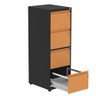 Armário de Arquivo Oficio 4 Gavetas Pandin 47 Cm (larg) Aço Preto C- Frente Gaveta Laranja C- - 2