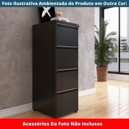 Armário de Arquivo Oficio 4 Gavetas Pandin 47 Cm (larg) Aço Preto C- Frente Gaveta Laranja C- - 8