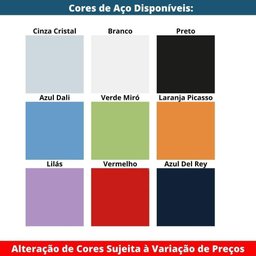 Armário de Arquivo Oficio 4 Gavetas Pandin 47 Cm (larg) Aço Preto C- Frente Gaveta Laranja C- - 6
