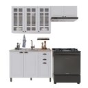 Ver imagem 2 de Cozinha Modulada 3 Peças Balcão sem Tampo Armário Aéreo com Vidro 100% MDF Bari