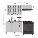 Ver imagem 3 de Cozinha Modulada 3 Peças Balcão sem Tampo Armário Aéreo com Vidro 100% MDF Bari
