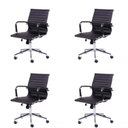 Ver imagem 1 de Kit 4 Cadeiras Escritório Diretor Esteirinha Rodízio Relax Corino 3301 Preto