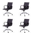 Ver imagem 1 de Kit 4 Cadeiras Escritório Diretor Esteirinha Rodízio Relax Corino 3301