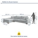 Ver imagem 4 de Sofá de Canto com Chaise Modulado 6 Lugares Linho Cinza Dominique 320cm Yescasa