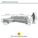 Ver imagem 4 de Sofá de Canto com Chaise Modulado 6 Lugares Linho Cinza Dominique 320cm Yescasa