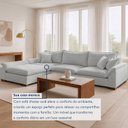 Ver mais imagens de Sofá de Canto com Chaise Modulado 6 Lugares Linho Cinza Dominique 320cm Yescasa