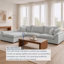 Ver mais imagens de Sofá de Canto 6 Lugares com Chaise Modulado 320cm com Base em Madeira Maciça  Dominique
