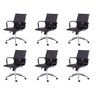 Kit 6 Cadeiras Escritório Diretor Esteirinha Rodízio Relax Corino 3301 - 1