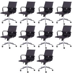 Kit 10 Cadeiras Escritório Diretor Esteirinha Rodízio Relax Corino 3301 - 1