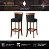 Jogo com 3 cadeira para bancada banco alto de madeira bar cozinha americana encosto estofado Valios - 6