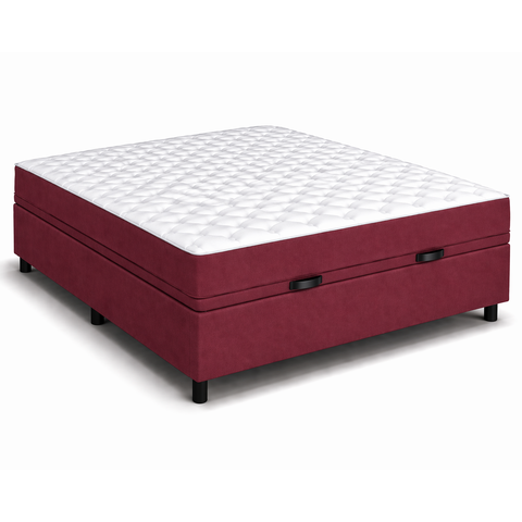 Kit Cama Box Baú Casal 138x188 cm + Colchão D33 Casal 17 cm Vinho Suede