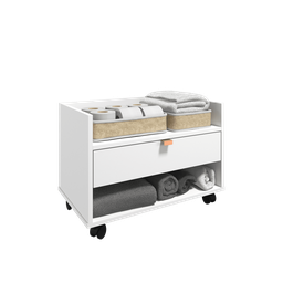 Gabinete para Banheiro Armário com Rodinhas 60cm Branco com Cobre Multiuso de Madeira - 7