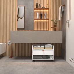 Gabinete para Banheiro Armário com Rodinhas 60cm Branco com Cobre Multiuso de Madeira - 8