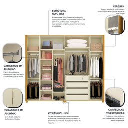 Guarda-roupa Casal 6 Portas com Espelho com Pés Innova 100% MDF - 6