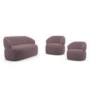 Ver imagem 1 de Kit 02 Poltronas Giratória e 01 Sofá Orgânico Glee 03 Lugares 170cm Veludo Rosê - Desk Design