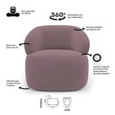Ver imagem 3 de Kit 02 Poltronas Giratória e 01 Sofá Orgânico Glee 03 Lugares 170cm Veludo Rosê - Desk Design