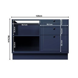 Balcão de Cozinha 120cm 1 Porta 3 Gavetas Sevilha 100% MDF Sem Tampo - 6 Balcão de Cozinha 120cm 1 Porta 3 Gavetas Sevilha 100% MDF Sem Tampo - 6