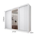 Ver imagem 3 de Guarda-Roupa 3 Portas Milano com Espelho na Porta Central e Portas Ripadas MDF Branco
