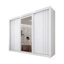 Ver imagem 2 de Guarda-Roupa 3 Portas Milano com Espelho na Porta Central e Portas Ripadas MDF Branco