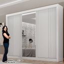 Ver imagem 5 de Guarda-roupa 3 Portas Milano com Espelho na Porta Central e Portas Ripadas MDF