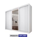 Ver imagem 4 de Guarda-Roupa 3 Portas Milano com Espelho na Porta Central e Portas Ripadas MDF Branco