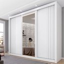 Ver imagem 1 de Guarda-Roupa 3 Portas Milano com Espelho na Porta Central e Portas Ripadas MDF Branco