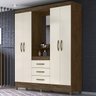 Guarda Roupa 4 Portas Com Espelho 8313 Castanho Wood Baunilha Moval - 2
