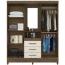 Guarda Roupa 4 Portas Com Espelho 8313 Castanho Wood Baunilha Moval - 5