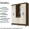 Guarda Roupa 4 Portas Com Espelho 8313 Castanho Wood Baunilha Moval - 3