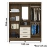 Guarda Roupa 4 Portas Com Espelho 8313 Castanho Wood Baunilha Moval - 4