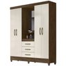 Guarda Roupa 4 Portas Com Espelho 8313 Castanho Wood Baunilha Moval - 1