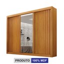 Ver imagem 6 de Guarda roupas 03 Portas Milano com Espelho na Porta Central, Portas Ripadas e 4 gavetas internas MDF