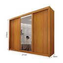 Ver imagem 3 de Guarda Roupas 03 Portas Milano com Espelho na Porta Central, Portas Ripadas e 4 Gavetas Internas MDF Marrom/Cinamomo