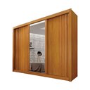 Ver imagem 2 de Guarda Roupas 03 Portas Milano com Espelho na Porta Central, Portas Ripadas e 4 Gavetas Internas MDF Marrom/Cinamomo