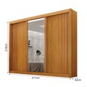 Ver imagem 4 de Guarda roupas 03 Portas Milano com Espelho na Porta Central, Portas Ripadas e 4 gavetas internas MDF