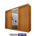 Ver imagem 5 de Guarda Roupas 03 Portas Milano com Espelho na Porta Central, Portas Ripadas e 4 Gavetas Internas MDF Marrom/Cinamomo