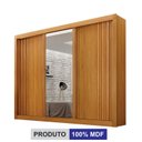 Ver imagem 6 de Guarda roupas 03 Portas Milano com Espelho na Porta Central, Portas Ripadas e 4 gavetas internas MDF