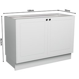 Balcão de Cozinha 2 Portas 100% MDF 120cm sem Tampo Sevilha Herval Branco/Ártico - 4