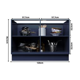 Balcão de Cozinha 2 Portas 100% MDF 120cm sem Tampo Sevilha Herval Azul/Órion - 5
