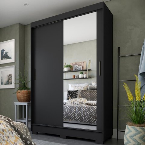 Guarda Roupas Solteiro Com Espelho 2 Portas de Correr Leblon 