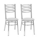 Ver imagem 1 de Conjunto 2 Cadeiras para Sala de Jantar Cinza/Cromado/Branco