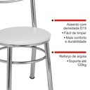 Ver imagem 7 de Conjunto 2 Cadeiras para Sala de Jantar Tradicional Cromado/Branco