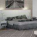 Ver imagem 1 de Cabeceira Casal Milano Ripado com 2 Mesa de Cabeceira Branco